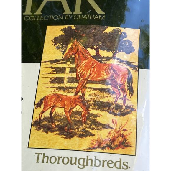 Vtg Horses Throw Blanket Furry North Star Thoroughbreds 60x80 Western Equestrian - Picture 1 of 10